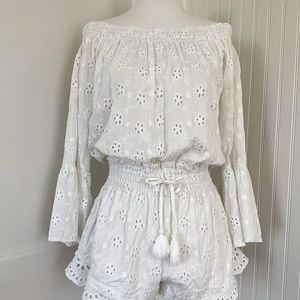 Surf Gypsy Off The Shoulder Eyelet Romper